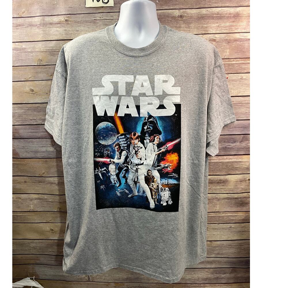 Star Wars Duel Men's T-Shirt 2XL Gray Luke Skywalker vs Darth Vader Retro